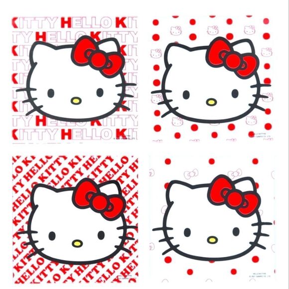 Silver Buffalo X Sanrio Hello Kitty "Hello" Glass Coaster Set Of 4 - Picture 1 of 4